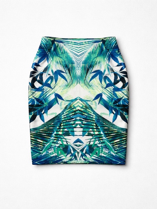 Apt. 9 Dresses & Skirts - Apt. 9 Tropical Leaf Pencil Skirt - Teal Blue Green